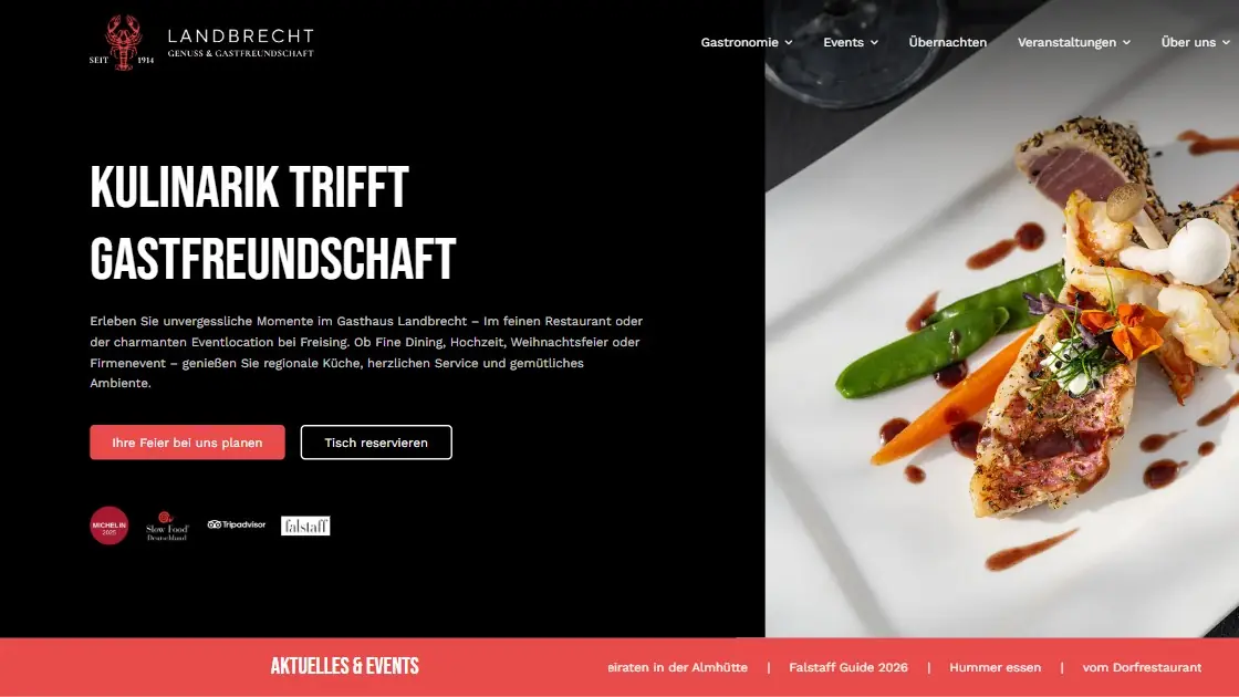 Screenshot des Projekts Webseite für ein Gasthaus mit Eventlocation
