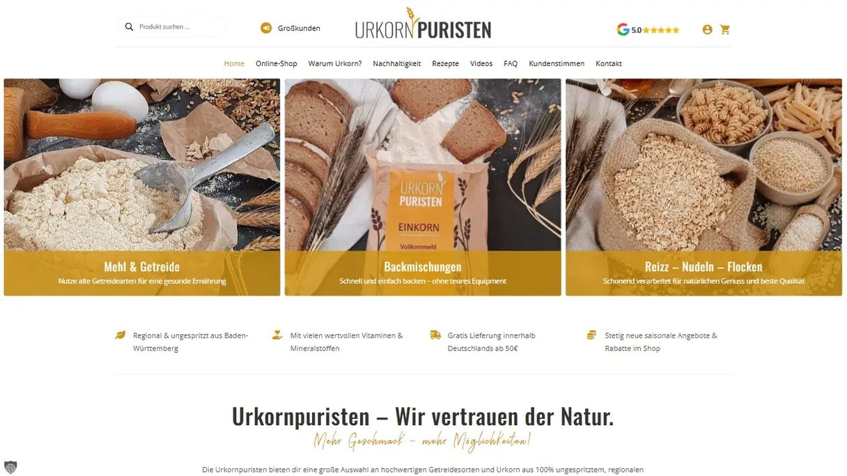 Screenshot of the project Online store for ancient grain flours